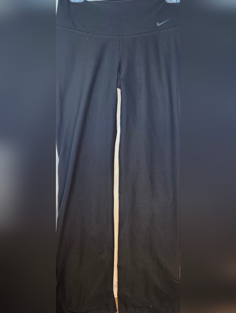 Nike Power Classic Gym Leggings Solid Black With Grey Logo Pull On Women's  Sz S
